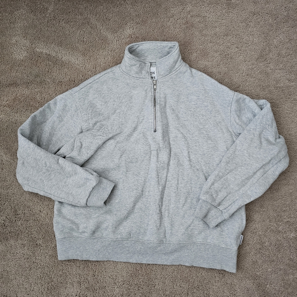 Le Bon Shoppe Noah Zip Henley Sweatshirt Heather Grey Small - Picture 2 of 5